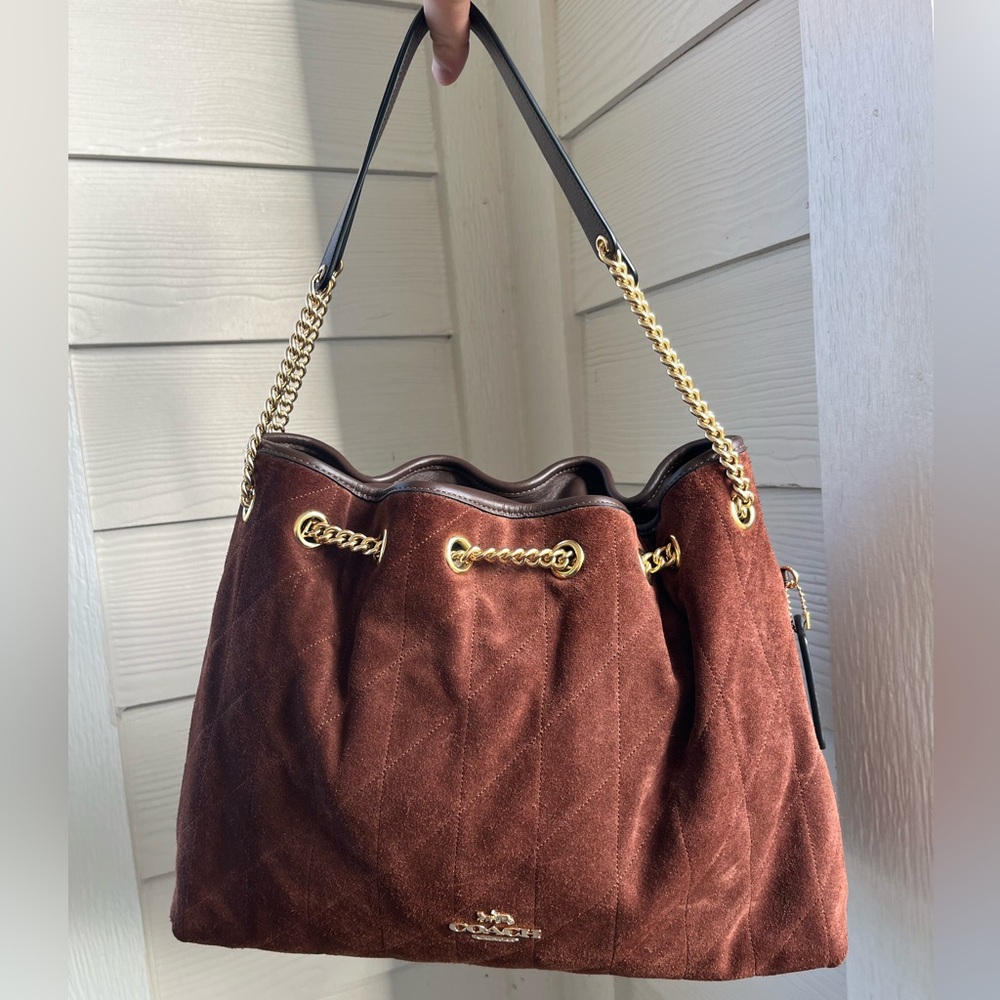 Sold sold sold sold!Coach Evelyn Chocolate Brown Suede Shoulder Bag
